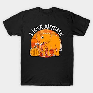 I Love Autumn Elephant Autumn Thanksgiving T-Shirt